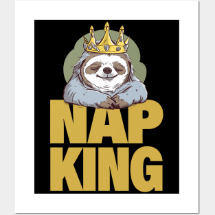 a very sleepy sloth with a king crown Posters and Art